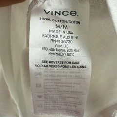 Vince Men’s White Crewneck T-Shirt Medium 100% Cotton Made in USA Minimalist