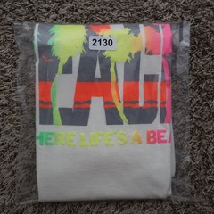 Vintage 90s California Beach Where Life’s a Beach Shirt Neon Large 20.5×28.5