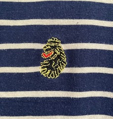 Luke Sport Men’s Navy Beige Striped T-Shirt Large Crew Neck Cotton Modal