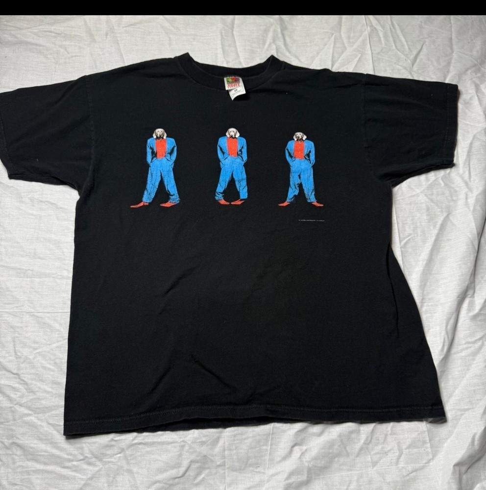 Vintage 1999 Fruit Of The Loom T-Shirt Mens XL Black William Wegman Dog Graphic