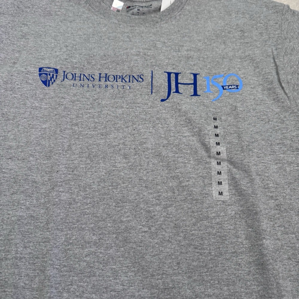 Johns Hopkins Size Medium Champion Brand Gray T-shirt JH University 150 Years