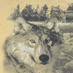 American Wildlife Grey Wolf Shirt Mens Extra Large Yellow Long Sleeve Graphic