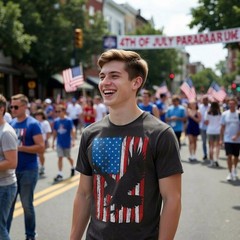 Mens Eagle In Flag Awesome T Shirt Fourth Of July Graphic Tee for Men