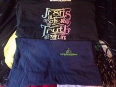 Three Jesus shirts L/XL Unisex: Two Gildan, Shaka Active/ Two are New.