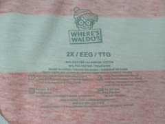 Wheres Waldo Adult 2XL Red White Striped Binoculars Waldo Glasses Graphic Tshirt