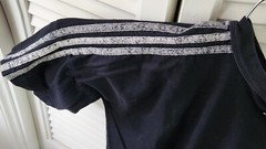 Adidas Classic 3 Stripe Shoulder Black Cotton T Shirt Short Sleeve Tee Medium