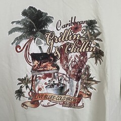 Caribbean T-shirt Mens Large Grilling & Chillin Palm Tree Tropical Beach Dad