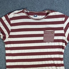 Adolfo Dominguez Mens Striped Pocket T-Shirt Red White Large Short Sleeve