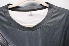 T-Shirt Dark Gray Print Men’s Medium Polyester Mesh Sport Oversized Skate