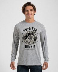 Jiu Jitsu Junkie Unisex Longsleeve Polyester Cotton T-Shirt Gray Vegas Royalty