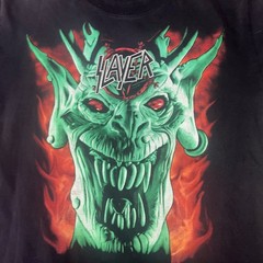 Vintage Slayer T Shirt 90s Green Devil Thrash Metal Slayer The Roxx Large