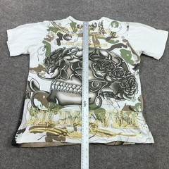 Christian Audigier Shirt Mens Large Skull Rose Rhinestone Graphic Tee Gothic
