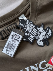 AKOO Men’s 4XL Olive Graphic T-Shirt NWT Big & Tall 100% Cotton Crew Neck Tee