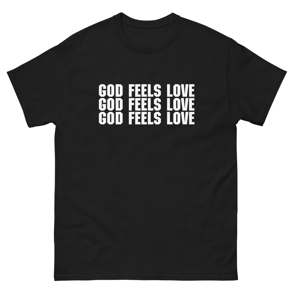 Madonna God Feels Love Men black tee shirt t-shirt