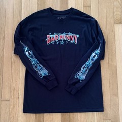 Bad Bunny El Ultimo Tour Del Mundo Shirt Mens L Concert Long Sleeve Flames