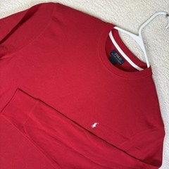 Polo Ralph Lauren Thermal Shirt Mens XL Red Waffle Knit Long Sleeve White Pony