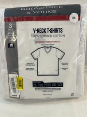 NIP Roundtree & Yorke 3-Pack V-Neck T-Shirts White Size XL 100% Combed Cotton