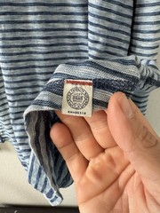 Lucky Brand Mens XL Blue White Striped Henley Shirt Long Sleeve 100% Cotton
