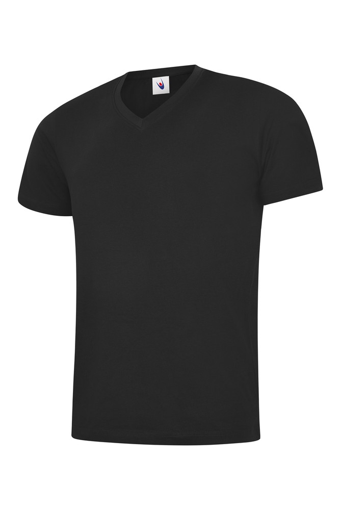 5 PACK Uneek Mens Classic V-Neck T-Shirt Plain 100% Cotton Blank V Neck Teeshirt