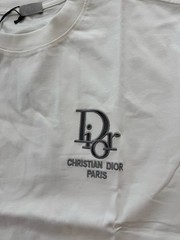 Dior Embroidered Logo White T-shirt Sz M