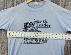 VTG 70s 80s Anti War T-shirt Mens M Fits Small Blue Single Stitch Protest 19×24