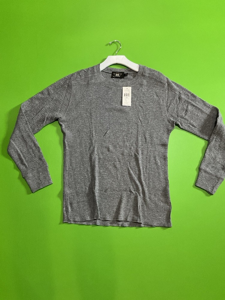 RRL Ralph Lauren Long Sleeve Waffle-Knit Crew T-Shirt Gray Heather Men’s M Nwt