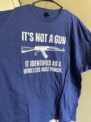 My Gun Identifies As As Wireless Hole Punch Funny Conservative Gun Tee 3XL Blue