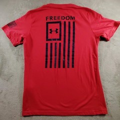 Under Armour Shirt Mens M Red Freedom Flag Graphic Crew Neck Tagless 1370810