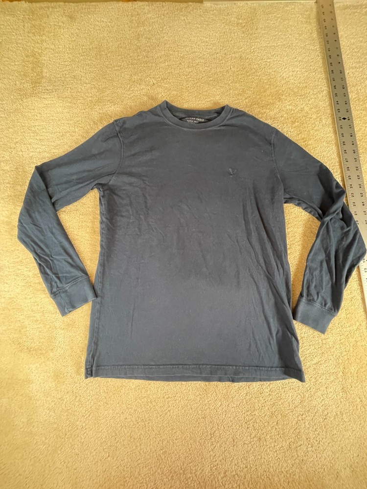 American Eagle Super Soft Long Sleeve T Shirt Mens MT Medium Tall Blue Crew Neck