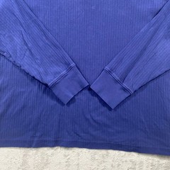 Lands’ End Henley Shirt Men’s XL Navy Blue Long Sleeve Vertical Rib Knit Cotton