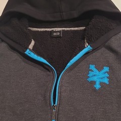 Y2K Zoo York Two Tone Black/Grey Skater Full Zip Hoodie XL(Missing Hood String)