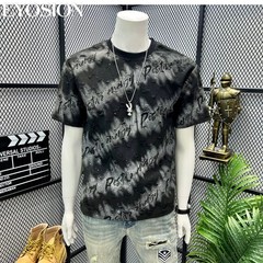 Men Distress Tie Dye Ripped Hole T-Shirt Casual Streetwear Crew Neck Slit Tee