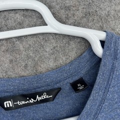 Travis Mathew Shirt Mens XL Blue Short Sleeve V-Neck Golfing Cotton Lightweight