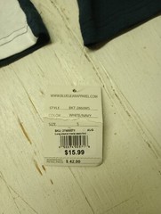 Blue Gear Apparel Long Sleeve Henley T-Shirt White & Navy Size Small New