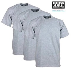3 PACK PRO CLUB MENS HEAVYWEIGHT TEE SHIRT PLAIN SHORTH SLEEVE PROCLUB M – L