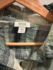 a.n.a a new approach Green Plaid Flannel Button Down Shirt Size PXXL