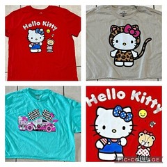 Sanrio Hello Kitty Red Crew Neck Short Sleeve LARGE LOT/3 VARIOUS DESIGNS