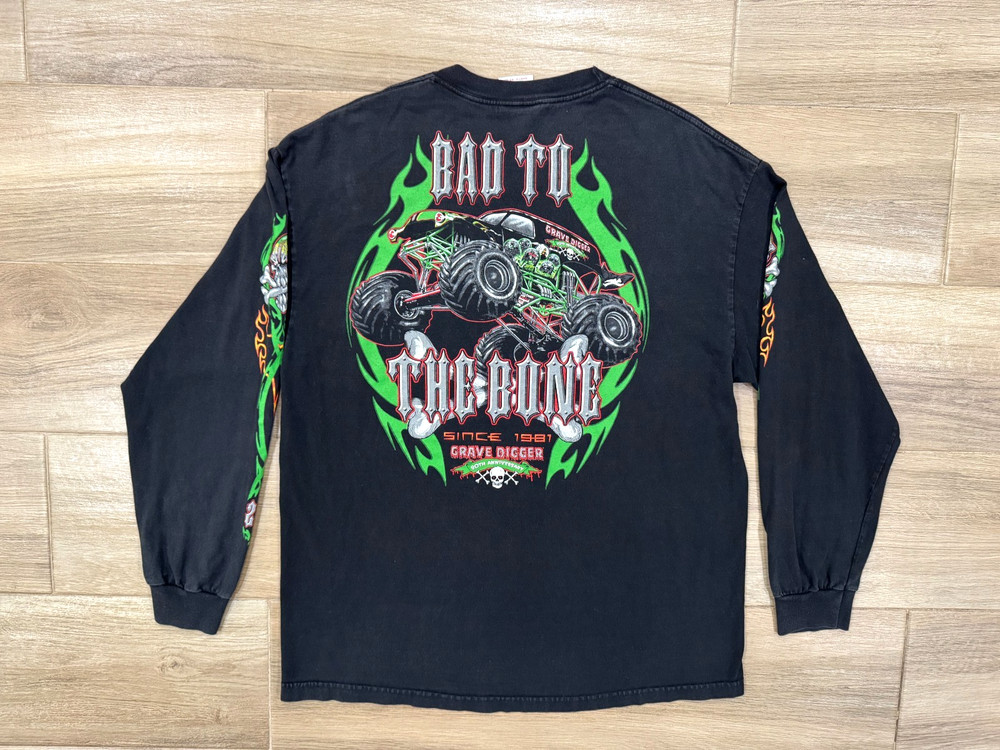 Vintage Grave Digger Race Team T-Shirt XL Men’s Monster Truck Y2K Grunge Skull