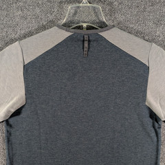 LL Bean Shirt Mens Medium Gray Blue Crew Wool Blend Fleece Lined Long Sleeve