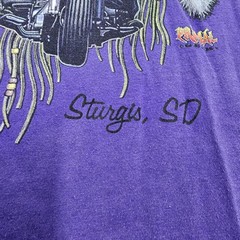 Vtg 90s Sturgis Motorcycle Biker Shirt Purple Wolf Native American Dream Catcher