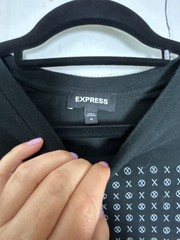 Express Men’s Black Graphic Grid Motif Short Sleeve T-Shirt