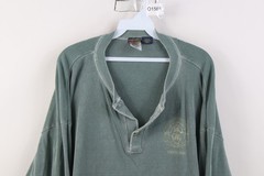 Vtg 90s Mens XL Thrashed Thermal Ribbed Knit Long Sleeve Henley T-Shirt Green