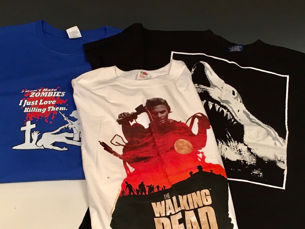 Walking Dead Zombies and SHARK t shirts, vary size, Vintage RARE