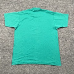 Vintage 90s I Conquered Cope Rock Climbing Shirt Large 22×28 Turquoise Blue