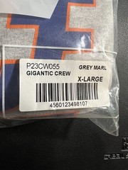 Palace Skateboards 2023 Gigantic Crewneck Sweater Gray Orange And Blue Nyg Logo