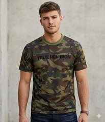 True Religion Camo Mesh Breathable Double-Sided Graphic Tee Men’s M