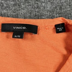 Vince Shirt Mens XL Orange Cotton Crewneck Basic Tee Made In USA Soft Jersey