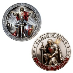 A Man of Faith-A Warrior of Christ Commemorative Coin,Jesus Challenge Coins TL