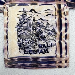 Legian Bali Shirt Mens Large L Purple Tie Dye Batik Abstract Henley Short Sleeve