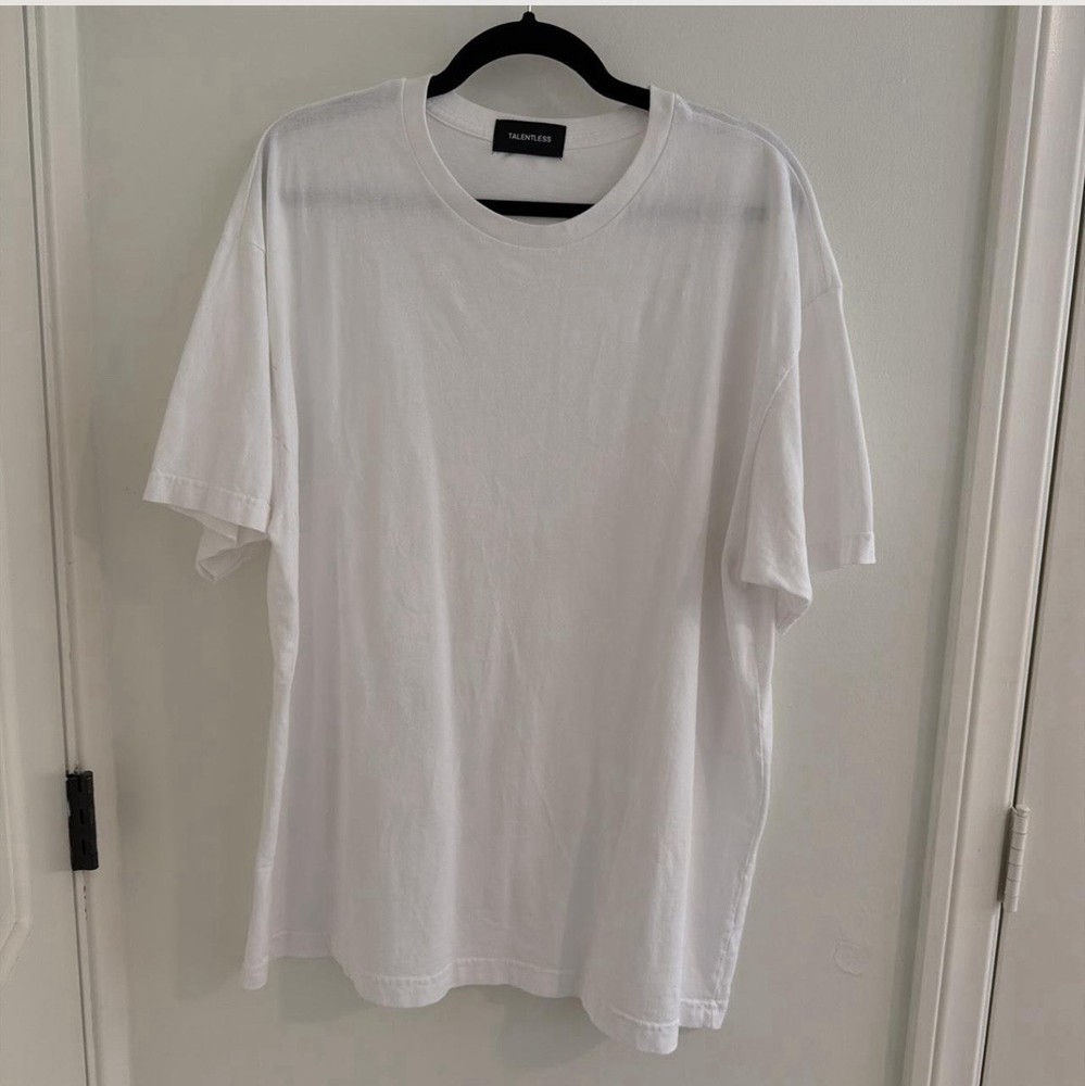 Talentless White Drop Shoulder Tee Shirt High Quality, Size L